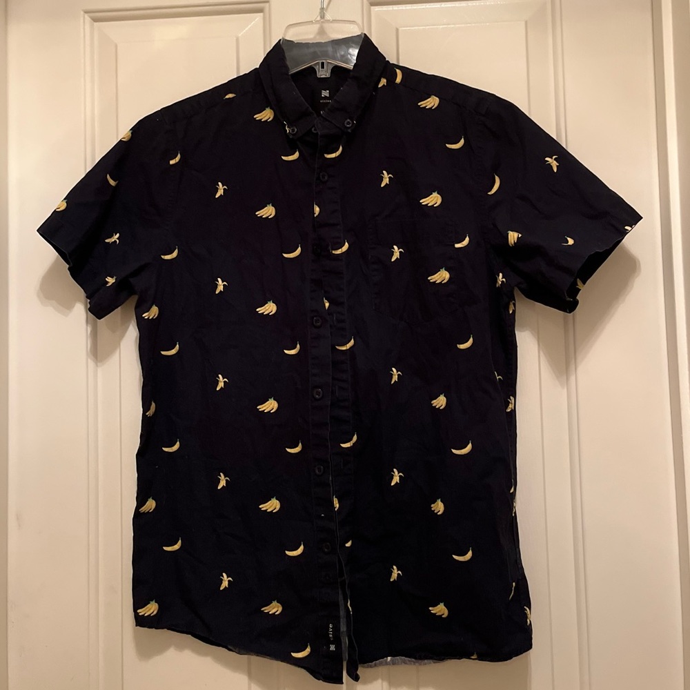 Navy Blue Banana Button-Down - Men’s Small